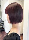 【白石】赤髪ブリーチなしチェリーレッドボルドー原宿学割ボブ