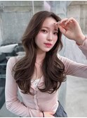 メルティカラー似合わせカットフェミニンロング韓国レイヤー