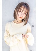 黒髪ボブルフネビージュ小顔ワンレン