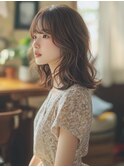 ☆オリーブグレーココアベージュ小顔クラゲヘアー/黒髪/髪質改善
