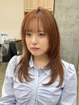 ミリ(mm) レイヤーカット/ウェットヘア/オレンジベージュ/韓国レイヤー