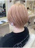 20代30代大人可愛い丸みショートショートボブハイトーンカラー