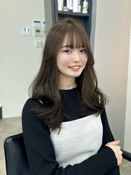 レノ(RENO) 顔周りレイヤー/ワンカールレイヤー/オリーブベージュ