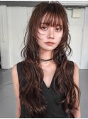 レイヤーカットハッシュカット顔まわりミディアムロング