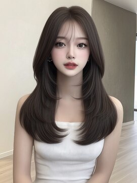 ワンホンレイヤー ハイレイヤーカット 韓国ヘア 黒髪