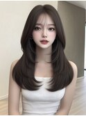 ワンホンレイヤー ハイレイヤーカット 韓国ヘア 黒髪 くびれヘア