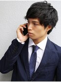 ソフトツイスト黒髪マッシュネオウルフオリーブカラーワンレン