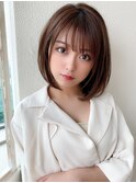 松宮錦糸町グラボブココアベージュ前髪パーマミディアムウルフ