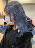 インナーカラー×グレージュ×ブルーカラー