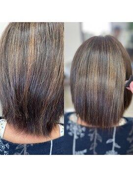 アローズ 玉名店(arose) 50代～ナチュラル白髪ぼかしハイライト　オリーブベージュカラー