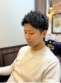 ツーブロアップバングニュアンスパーマ<理容室>[メンズ/上野]