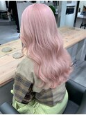 2965ピンクブロンドスローカラーカシスピンク波巻きパールグレー