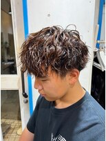 リッカヘアー(Ricca hair)&nbsp;ソフトツーブロックツイストスパイラルパーマ透明感ブラウン
