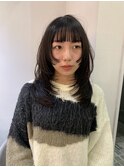 前髪パーマアッシュカラーレイヤーロンググレーベージュ[大宮]