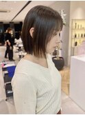 大人可愛いナチュラルストレートボブ顔まわり前髪カット