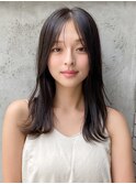 前髪 ネビージュ ボブルフ 黒髪 ワンレン 小顔 "