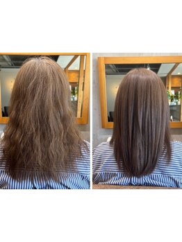 話題の髪質改髪メテオカラー導入店！ヘアダメージの内部補修効果で柔らかくしなやかな髪＆理想のカラーを。