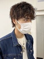 メンズカット ハイライト マッシュ ウルフ くせ毛 パーマ
