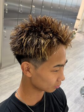ビカムメンズヘアー 栄店(become men's hair) スパイキーショート×ハイライトメッシュ