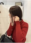 バレイヤージュボブヘアセミロング前髪タッセルボブ姫カット大人