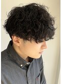 ツイスト波巻きスパイラル　パーマ　メンズマッシュ