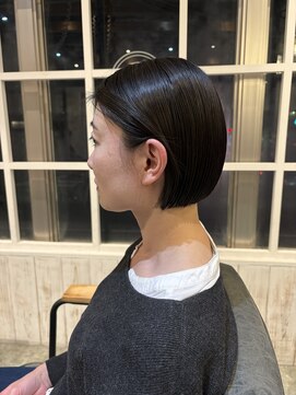 着物ヘア/ダークアッシュ/ミディアムレイヤーカット/草薙