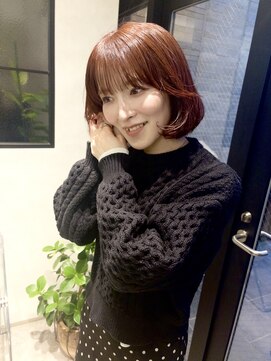 オンドバイサク(ondo by Saku) 暖色カラー/オレンジカラー/切りっぱなしボブ/20代