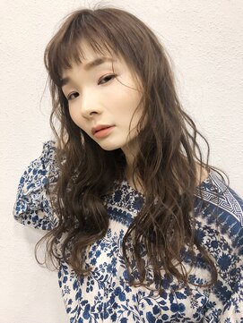 ヘアーメイクパウダー 天王寺寺田町店(Hair make powder) ウェーブ×大人ロング×前髪あり20代30代40代ベージュ透明感