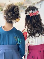 卒業式お友達と一緒にヘアセット