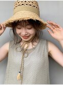 夏にぴったり！フレンチガーリーシニヨン×麦わら帽子＊