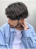 波巻きツイストスパイラルパーマツーブロック刈り上げ