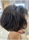 センターパートショート　パーマ