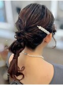 結婚式 二次会 お呼ばれ  編みおろし×ポニー