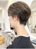 大人ハンサム美しいショートボブウルフ小顔カット◎40代50代60代