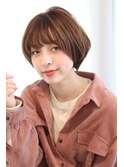 小顔丸みショート×透明感ベージュ