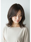 30代40代50代外ハネミディアム大人イヤリングカラー髪質改善
