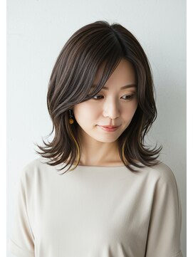 アントワープトーキョー(antwerp TOKYO) 30代40代50代外ハネミディアム大人イヤリングカラー髪質改善