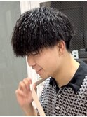 刈り上げマッシュ縦落ちツイストパーマ