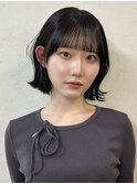 ∞切りっぱなしボブ　巻ける縮毛矯正　韓国風くびれボブ