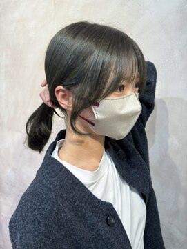 アリー 原宿 表参道(ALLY) 小顔カット×オリーブグレージュ「ブリーチなし」20代/30代