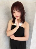 顔周りレイヤーカット×カシスレッド
