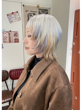 ノル 栄矢場町(nol) ホワイトカラー × mixデザイン オン眉ウルフ