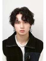 ブラック サッポロ(BLUCK SAPXOXO)&nbsp;メンズミディアムスパイラルパーマ黒髪ウルフ波巻きパーマ