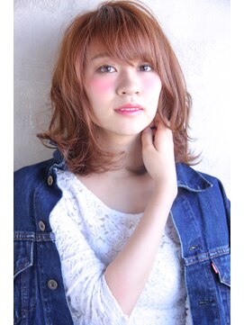 カットルームカラー 放出店 手ぐしでキマる♪ニュアンスカールボブ×ピンクベージュ