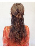 ハーフアップ シニヨン ロングアレンジ