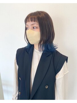 エンリッチヘア(enrich hair) ミディアムヘア　すそカラー　ブルー