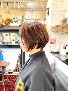 ボタニカル(BOTANICAL) 大人ハイライトブラウンベージュ小顔ボブ