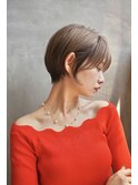 大人可愛い20代30代40代丸みショートボブ/髪質改善/ハイライト