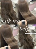 ブリーチなしダブルカラーで叶う！大人気ミルクティーベージュ♪