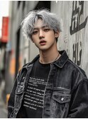 men'sブロンドホワイト シャドールーツ マッシュ　ストリート